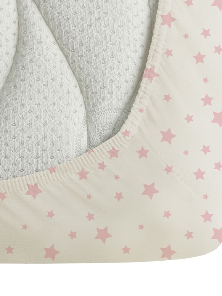 Silentnight 2 Pack Pink Stars Kids Safe Nights Cot Bed Size 100% Cotton Fitted Sheets - Image 5 of 5