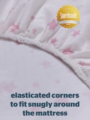 Silentnight 2 Pack Pink Stars Kids Safe Nights Cot Bed Size 100% Cotton Fitted Sheets - Image 6 of 9