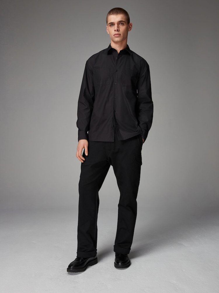 Black EDIT Boxy Fit Short Sleeve Cotton Shirt - Image 2 of 6 Black EDIT Boxy Fit Short Sleeve Cotton Shirt - Image 2 of 6
