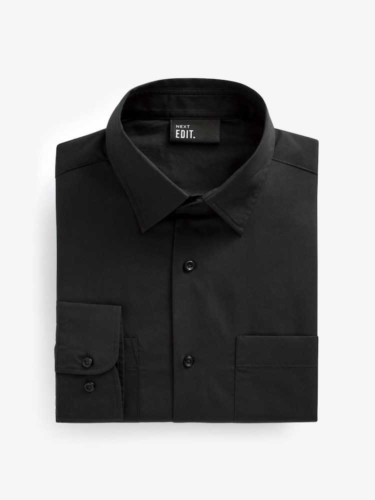 Black EDIT Boxy Fit Short Sleeve Cotton Shirt - Image 6 of 6 Black EDIT Boxy Fit Short Sleeve Cotton Shirt - Image 6 of 6