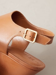 Tan Brown Signature Leather Toe Post Wedges - Image 10 of 10