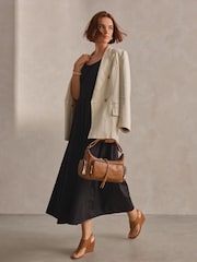Tan Brown Signature Leather Toe Post Wedges - Image 2 of 10