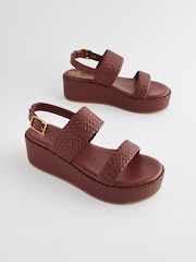 Tan Brown Forever Comfort® Weave Flatform Sandals - Image 1 of 6