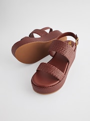 Tan Brown Forever Comfort® Weave Flatform Sandals - Image 4 of 6
