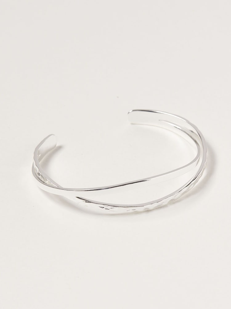 Oliver Bonas Silver Tone Brass Vinita Twisted Cuff Bangle - Image 1 of 4