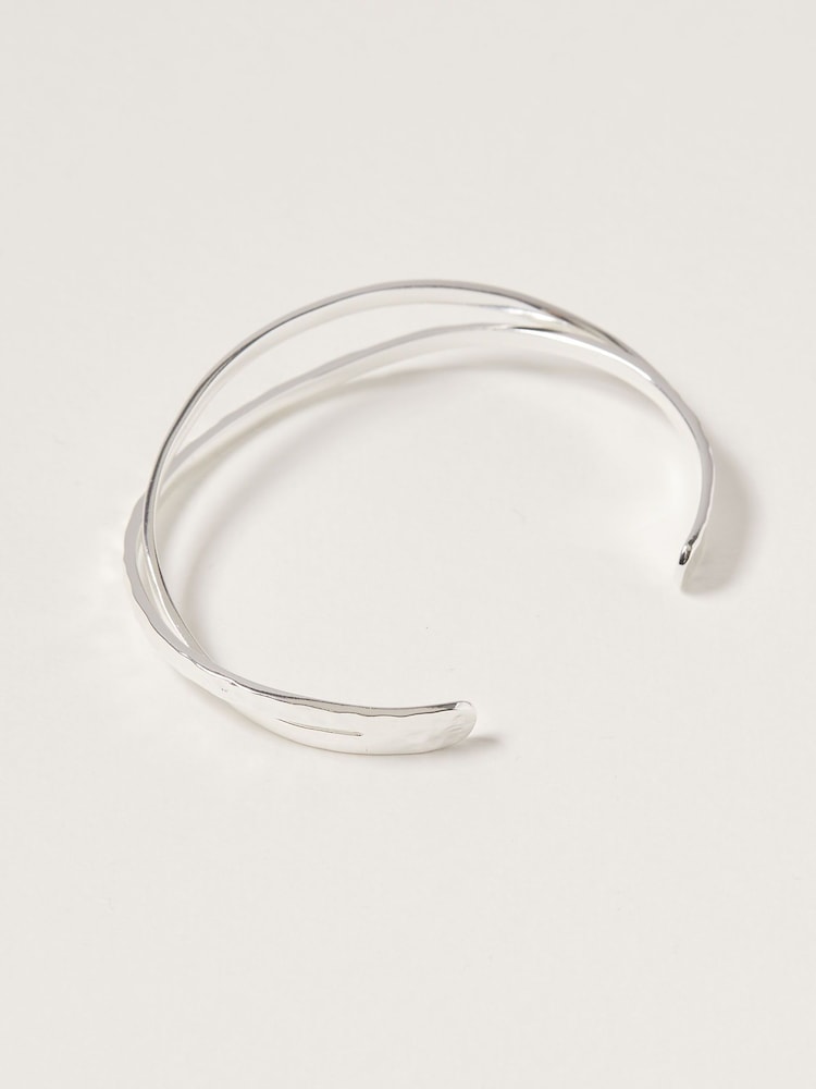Oliver Bonas Silver Tone Brass Vinita Twisted Cuff Bangle - Image 2 of 4