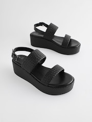 Black Forever Comfort® Weave Flatform Sandals - Image 1 of 6