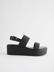 Black Forever Comfort® Weave Flatform Sandals - Image 2 of 6