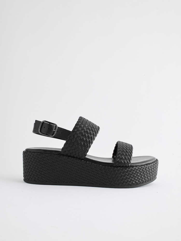 Black Forever Comfort® Weave Flatform Sandals - Image 2 of 6