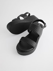 Black Forever Comfort® Weave Flatform Sandals - Image 3 of 6