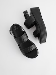 Black Forever Comfort® Weave Flatform Sandals - Image 4 of 6