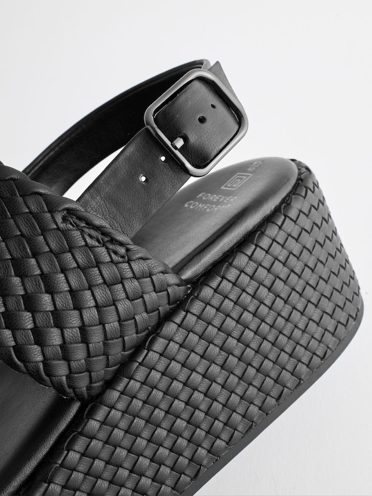 Black Forever Comfort® Weave Flatform Sandals - Image 6 of 6