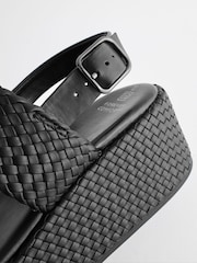 Black Forever Comfort® Weave Flatform Sandals - Image 7 of 8