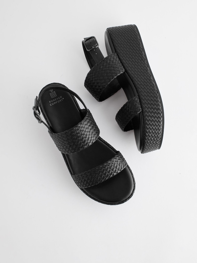 Black Forever Comfort® Weave Flatform Sandals - Image 8 of 8