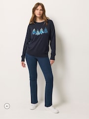 M&Co Blue 4 Tree Christmas Embellished Jumper - Image 2 of 6