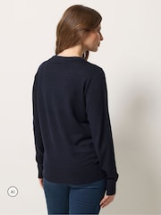 M&Co Blue 4 Tree Christmas Embellished Jumper - Image 3 of 6