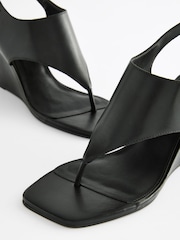 Black Signature Leather Toe Post Wedges - Image 4 of 5