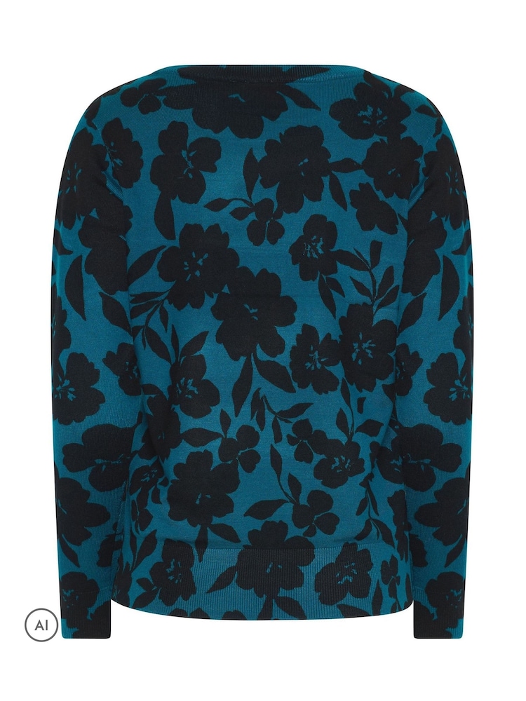 M&Co Blue Floral Printed Jumper - Image 6 of 6 M&Co Blue Floral Printed Jumper - Image 6 of 6