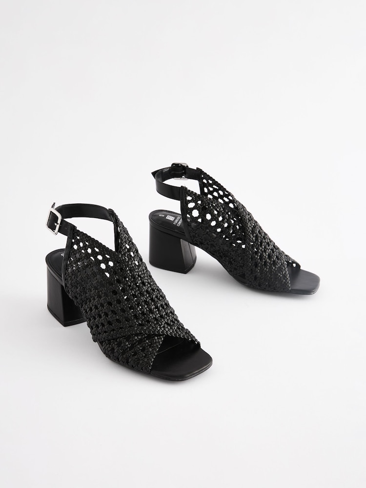 Black Forever Comfort Weave Block Shoeboot Sandals - Image 2 of 6