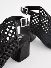 Black Forever Comfort Weave Block Shoeboot Sandals - Image 4 of 6