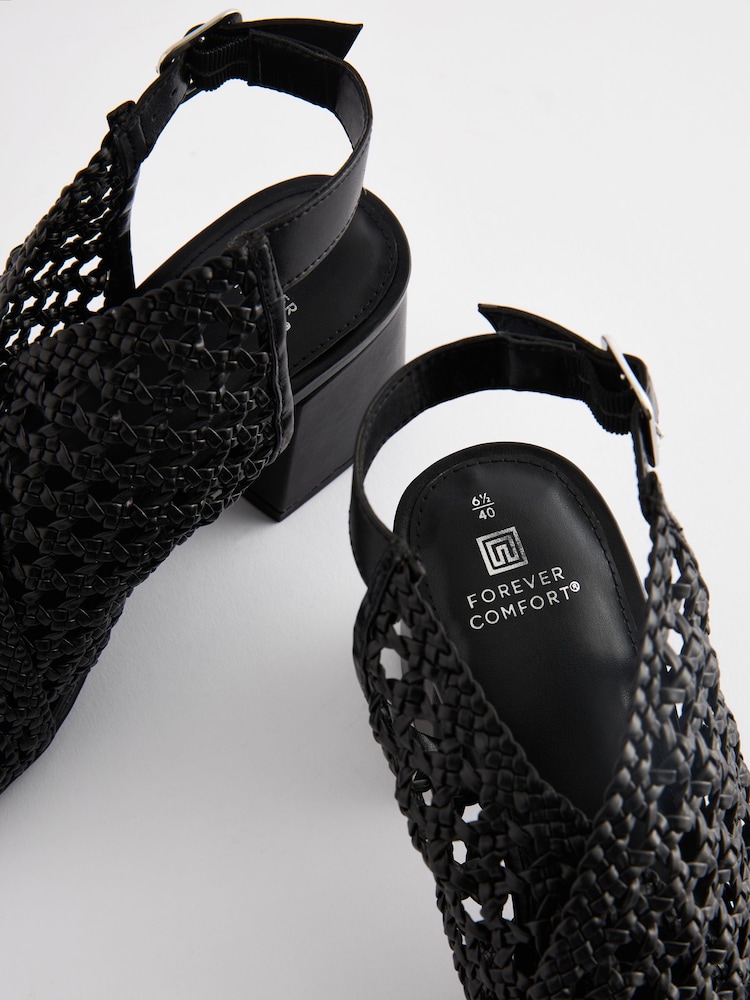Black Forever Comfort Weave Block Shoeboot Sandals - Image 6 of 6
