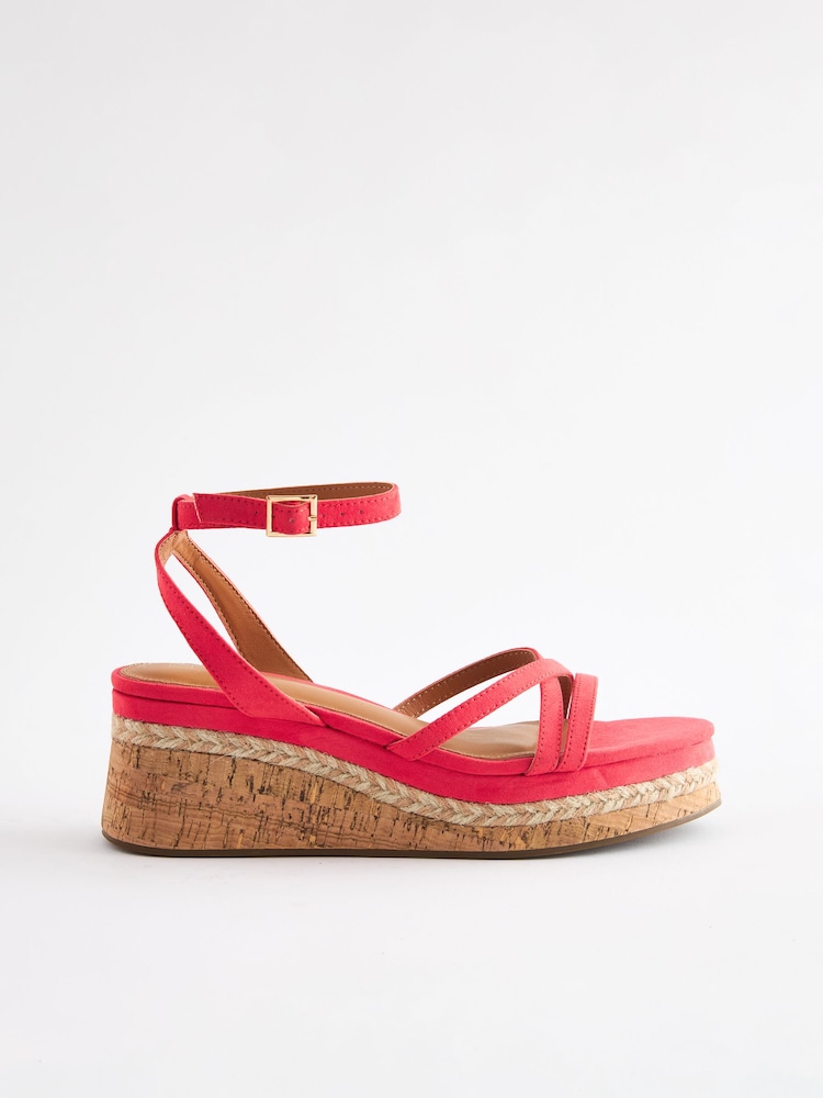 Korallenpink - Forever Comfort – Riemchen und Keilabsätze aus Kork - Bild 2 von 5