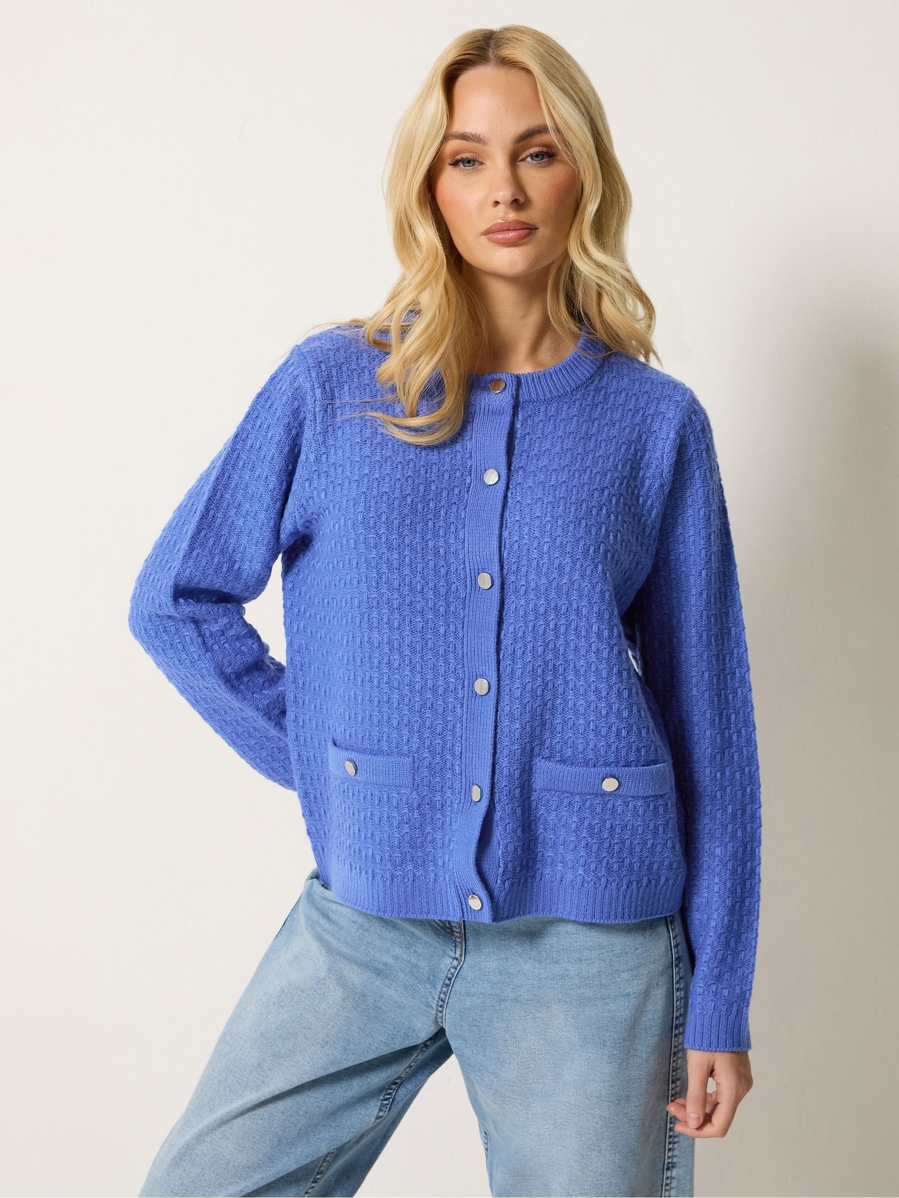 M & Co Women's Blue Button Up Cardigan