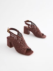 Tan Brown Forever Comfort Weave Block Shoeboot Sandals - Image 1 of 5