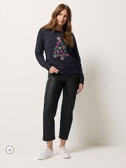 M&Co Blue Bauble Christmas Tree Embellished Jumper - Image 2 of 6