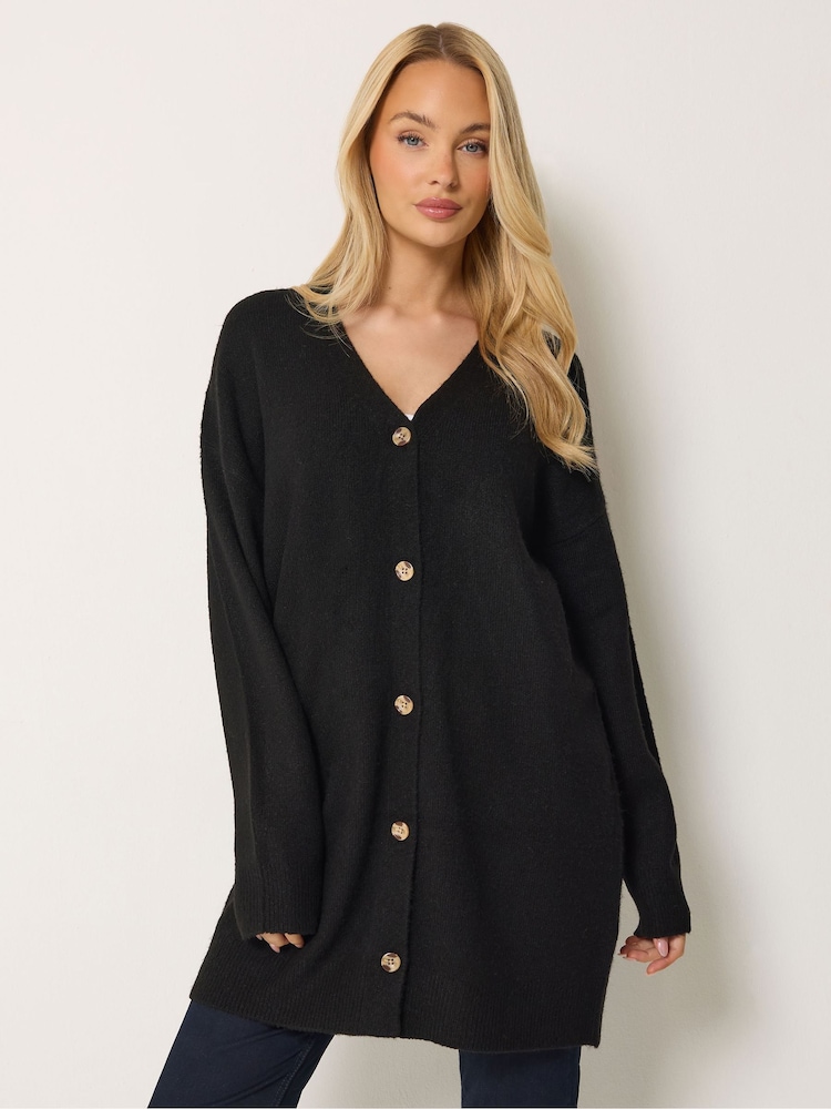 M&Co Black Longline V-Neck Cardigan - Image 1 of 6