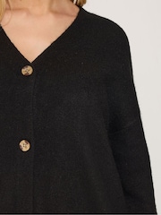 M&Co Black Longline V-Neck Cardigan - Image 4 of 6