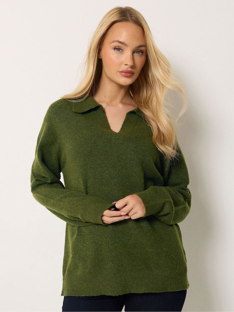 M&Co Green Half Placket Collared Jumper - Image 1 of 6 M&Co Green Half Placket Collared Jumper - Image 1 of 6