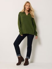 M&Co Green Half Placket Collared Jumper - Image 2 of 6