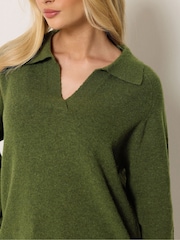 M&Co Green Half Placket Collared Jumper - Image 4 of 6
