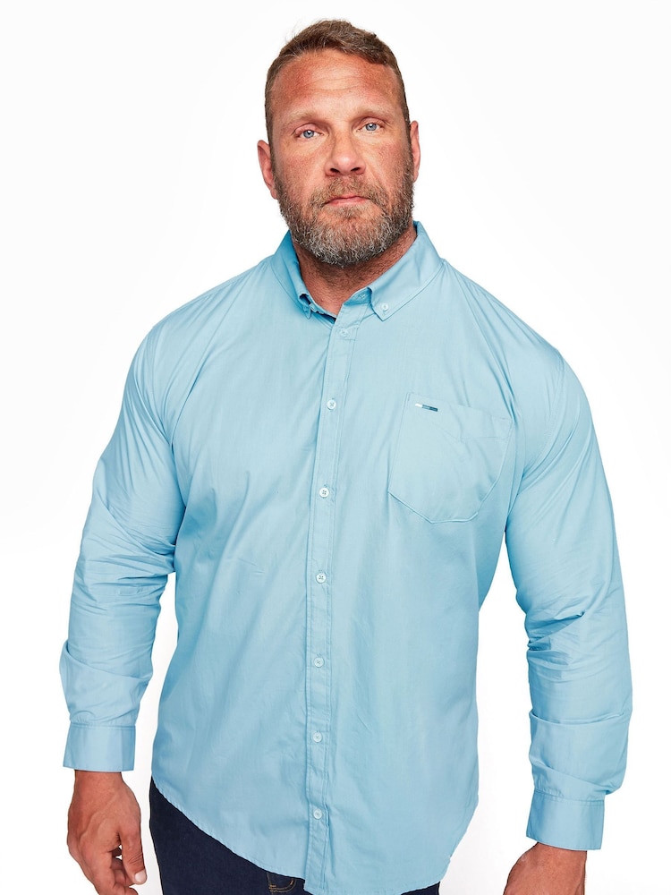 BadRhino Big & Tall Light Blue Long Sleeve 100% Cotton Oxford Shirt - Image 1 of 3