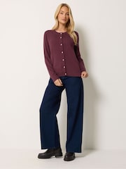 M&Co Purple Button Through Crew Neck Cardigan - Image 2 of 6