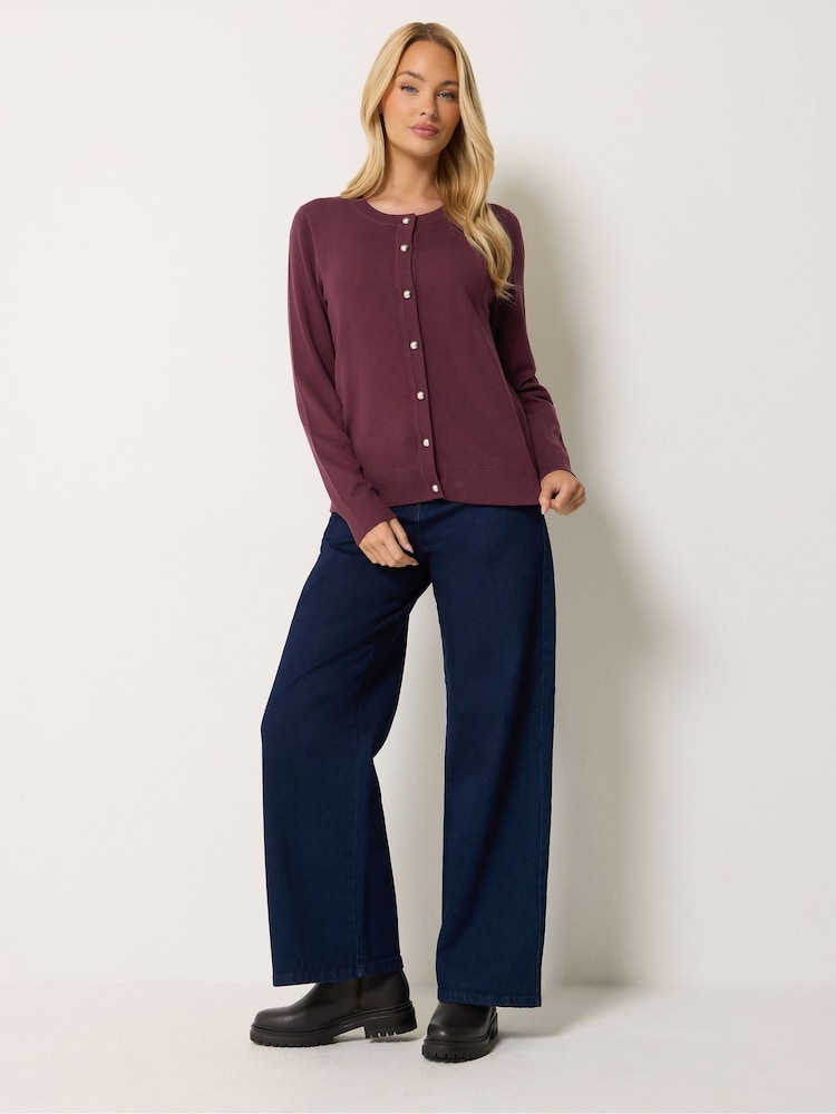 M&Co Purple Button Through Crew Neck Cardigan - Image 2 of 6