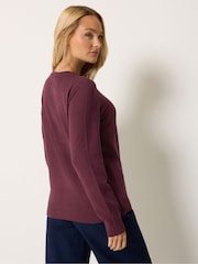 M&Co Purple Button Through Crew Neck Cardigan - Image 3 of 6