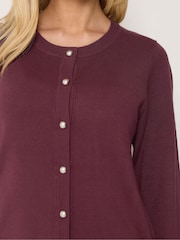 M&Co Purple Button Through Crew Neck Cardigan - Image 4 of 6