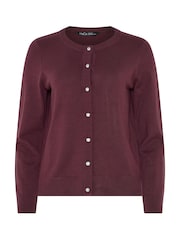 M&Co Purple Button Through Crew Neck Cardigan - Image 5 of 6