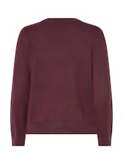 M&Co Purple Button Through Crew Neck Cardigan - Image 6 of 6