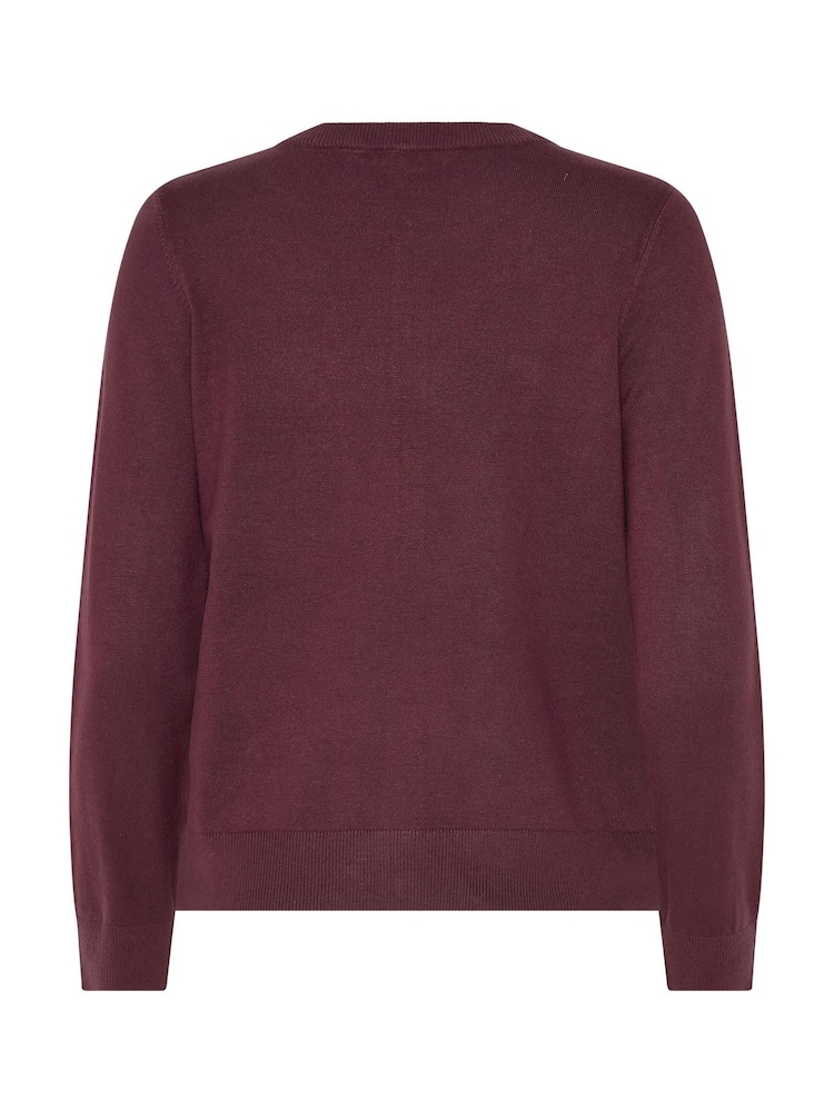 M&Co Purple Button Through Crew Neck Cardigan - Image 6 of 6