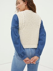 FatFace Cream Knitted Waistcoat - Image 5 of 9