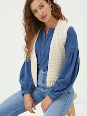 FatFace Cream Knitted Waistcoat - Image 6 of 9