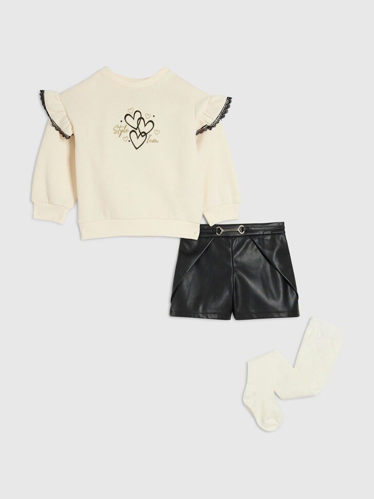 River Island Cream Sweater &  Shorts Set with Socks