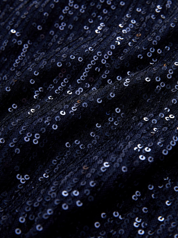 Marineblau/blau - Einreihiger Blazer mit Pailletten - Bild 6 von 6