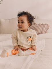 Neutral Pumpkin Cosy Baby 100% Cotton Sweatshirt and Leggings Set (0mths-2yrs) - Image 2 of 11