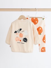 Neutral Pumpkin Cosy Baby 100% Cotton Sweatshirt and Leggings Set (0mths-2yrs) - Image 5 of 11