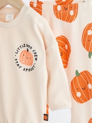 Neutral Pumpkin Cosy Baby 100% Cotton Sweatshirt and Leggings Set (0mths-2yrs) - Image 8 of 11