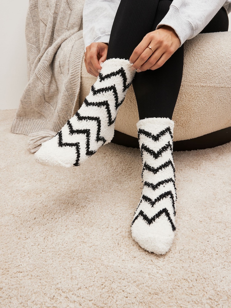 Black/White Cosy Socks 4 Pack - Image 2 of 7